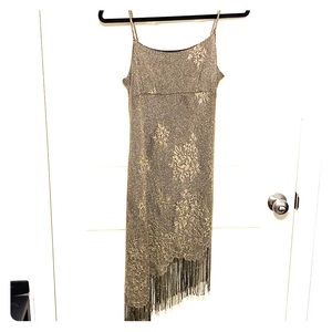 Black and gold flapper cocktail dress